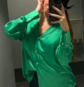 Zara Green Satin Blouse